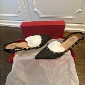 Valentino Black Studded Slingback Heels